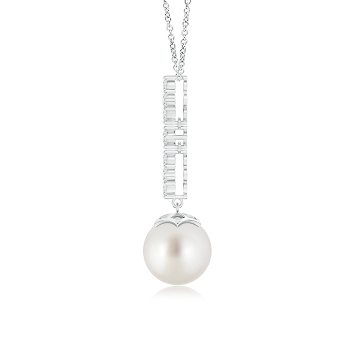 9mm AAA South Sea Cultured Pearl Drop Pendant with Diamond Clustres in White Gold product image