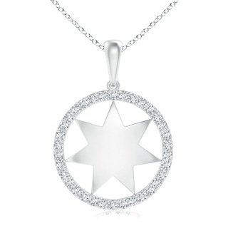 1.1mm GVS2 Polished Star Diamond Circle Dangle Pendant in White Gold