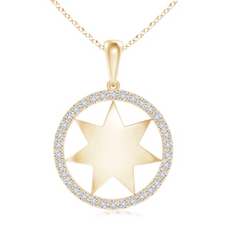 1.1mm HSI2 Polished Star Diamond Circle Dangle Pendant in 9K Yellow Gold