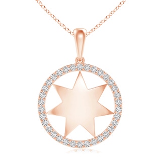 1.1mm HSI2 Polished Star Diamond Circle Dangle Pendant in Rose Gold