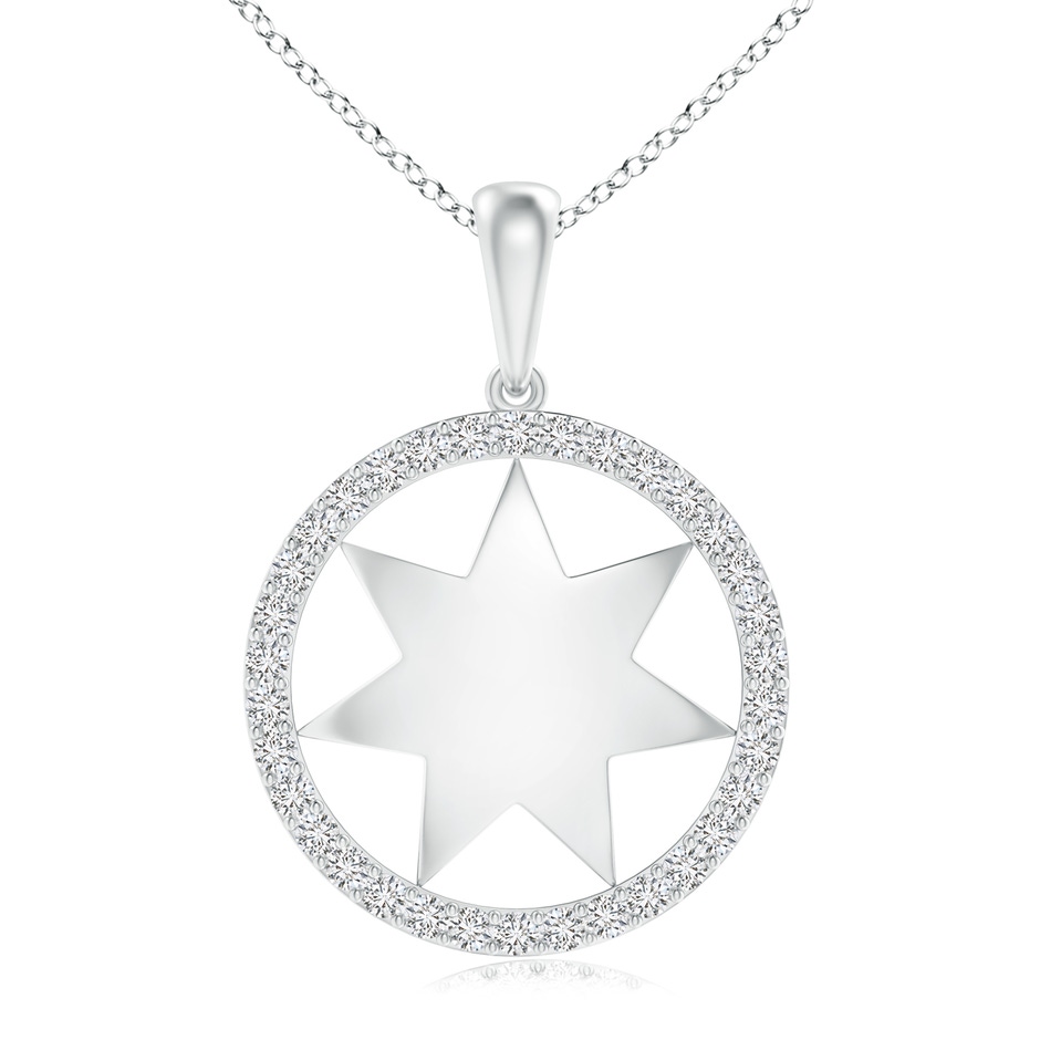 1.1mm HSI2 Polished Star Diamond Circle Dangle Pendant in White Gold 