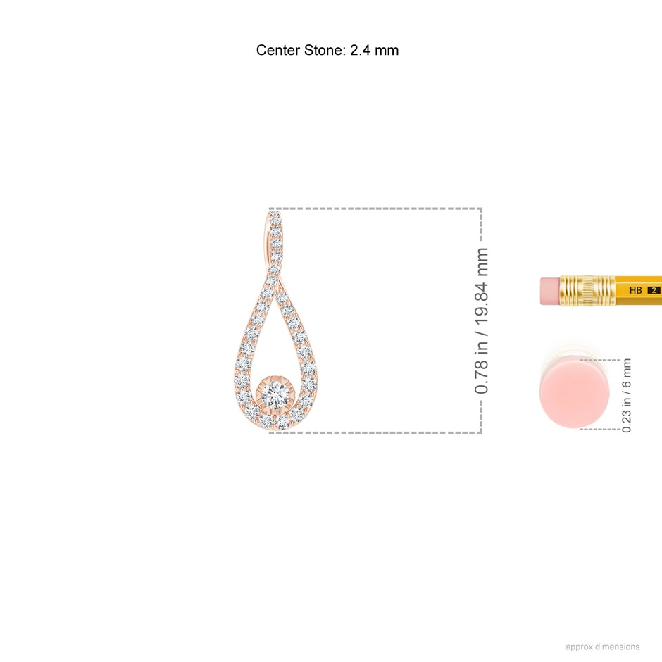 2.4mm GVS2 Diamond Infinity Loop Pendant in Rose Gold ruler
