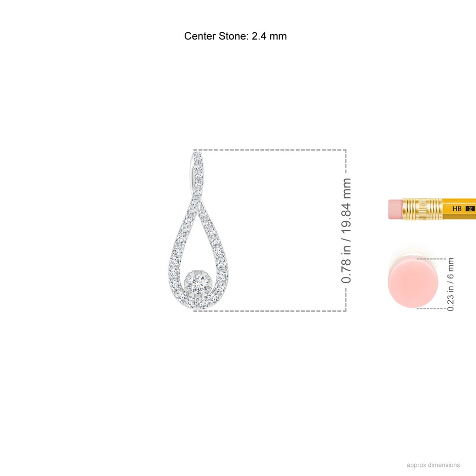 2.4mm GVS2 Diamond Infinity Loop Pendant in White Gold ruler