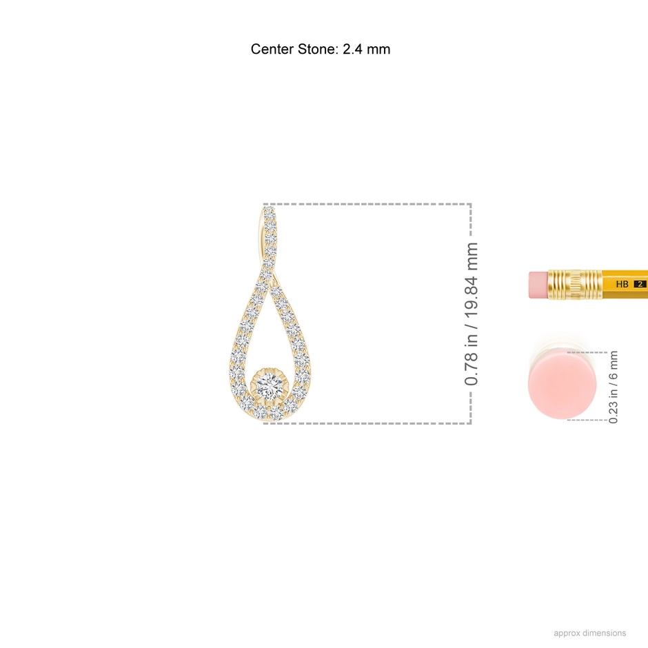 2.4mm HSI2 Diamond Infinity Loop Pendant in Yellow Gold ruler