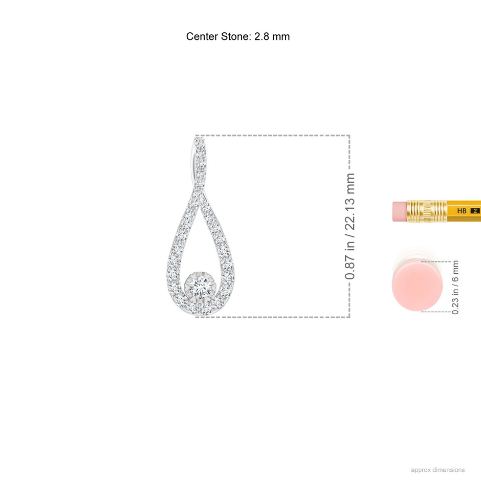 2.8mm GVS2 Diamond Infinity Loop Pendant in White Gold ruler