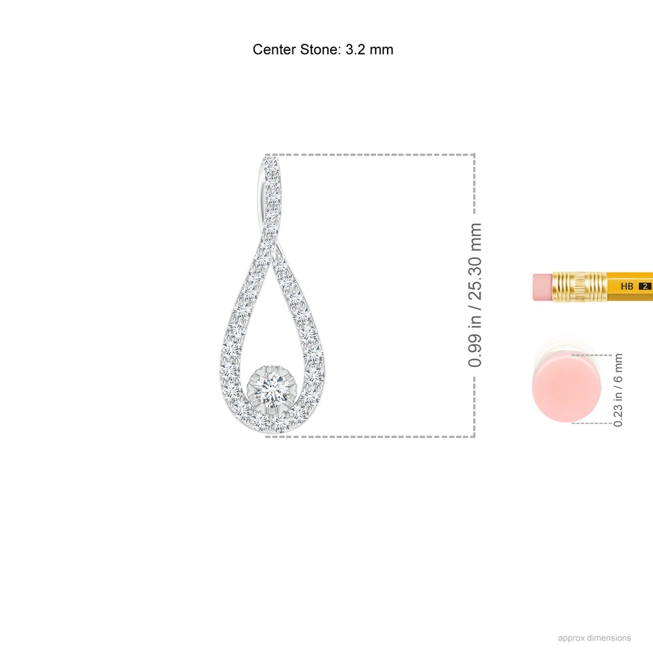 3.2mm GVS2 Diamond Infinity Loop Pendant in P950 Platinum ruler