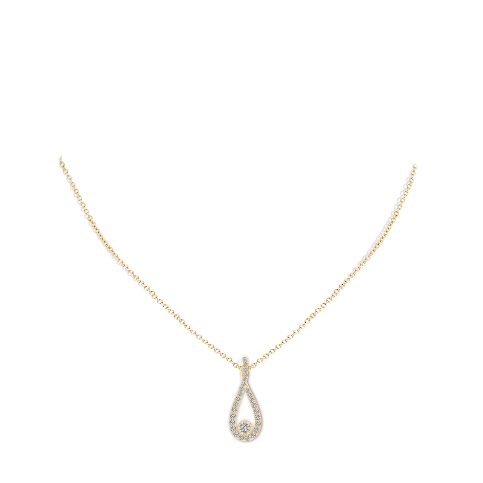3.2mm KI3 Diamond Infinity Loop Pendant in Yellow Gold body-neck