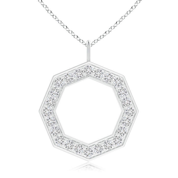 1.2mm HSI2 Pavé-Set Diamond Octagon Pendant in White Gold 