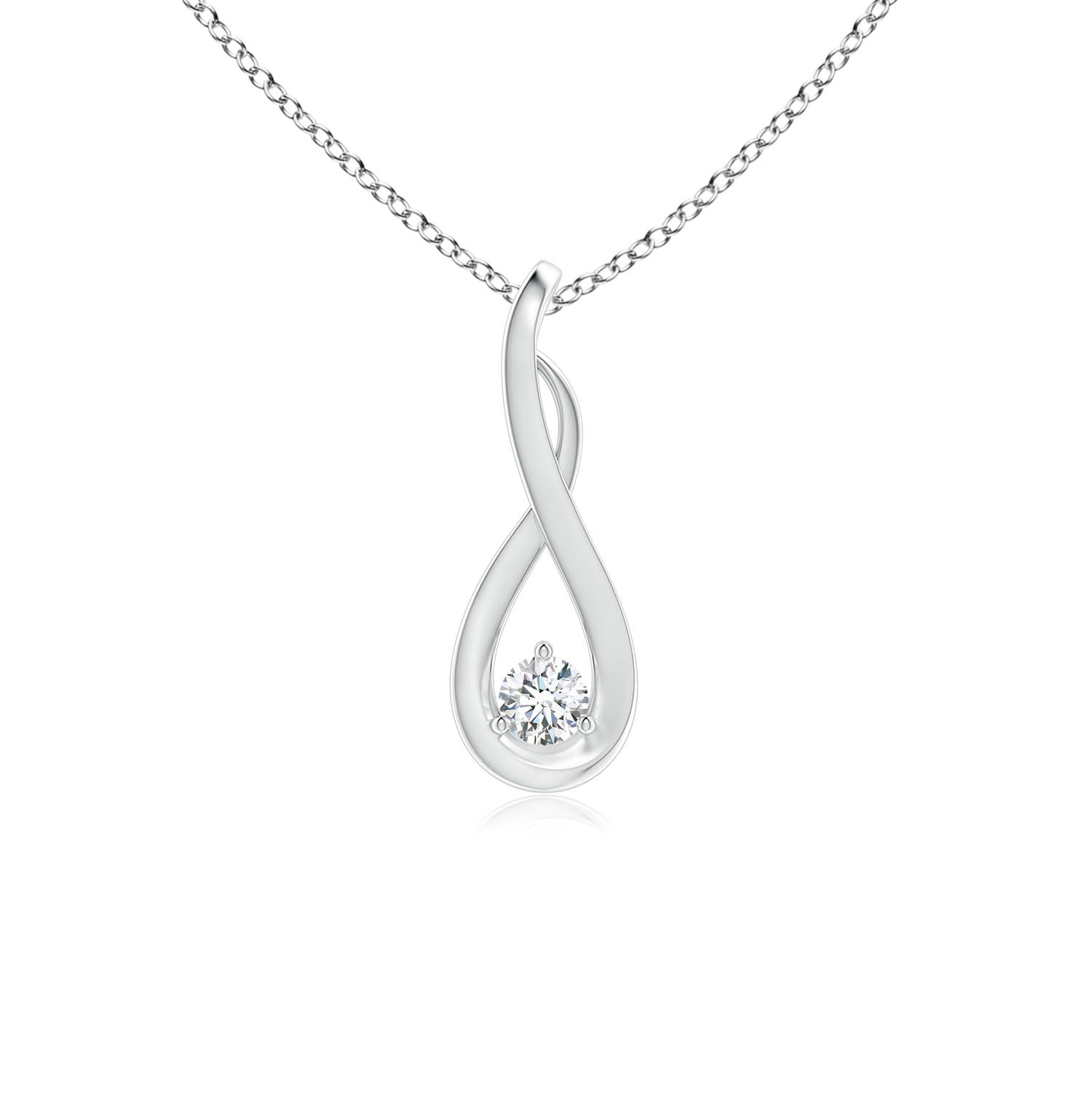 2.5mm GVS2 Infinity Twist Diamond Solitaire Pendant in 18K White Gold