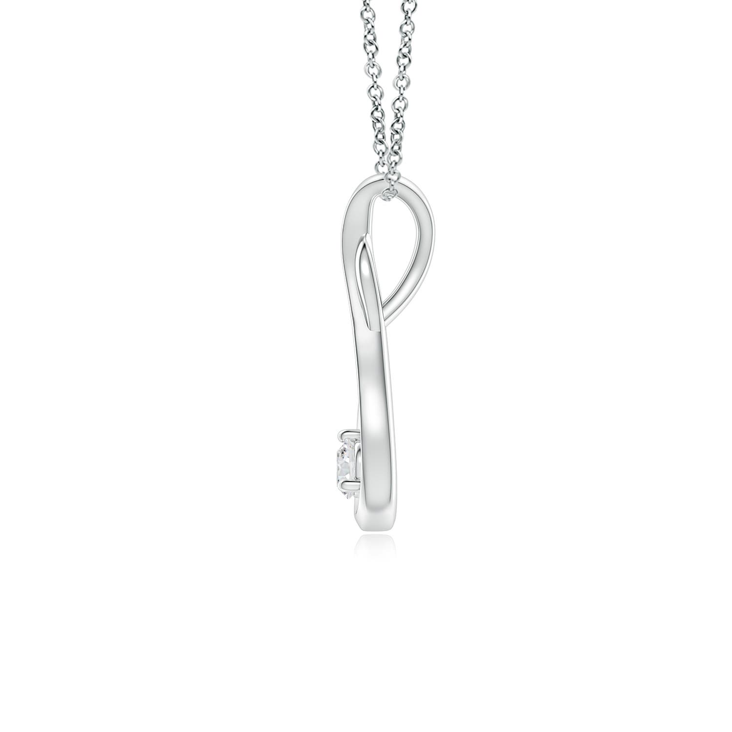 2.5mm HSI2 Infinity Twist Diamond Solitaire Pendant in 18K White Gold