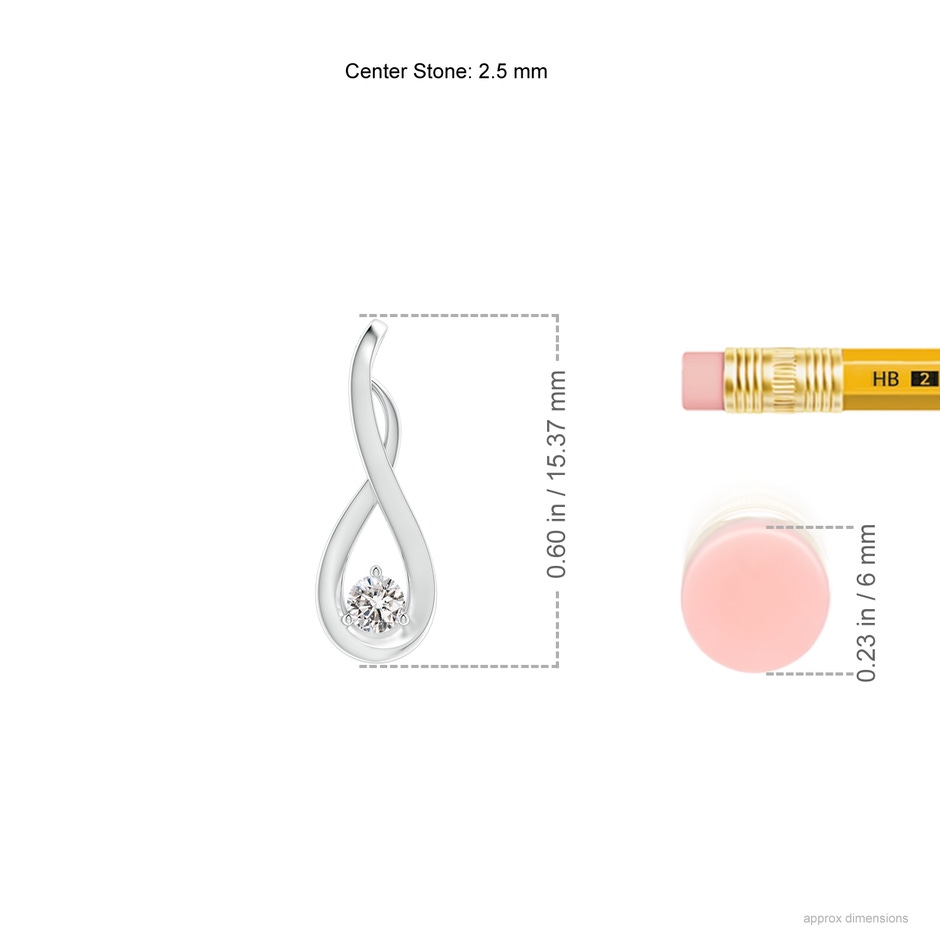 2.5mm IJI1I2 Infinity Twist Diamond Solitaire Pendant in P950 Platinum ruler
