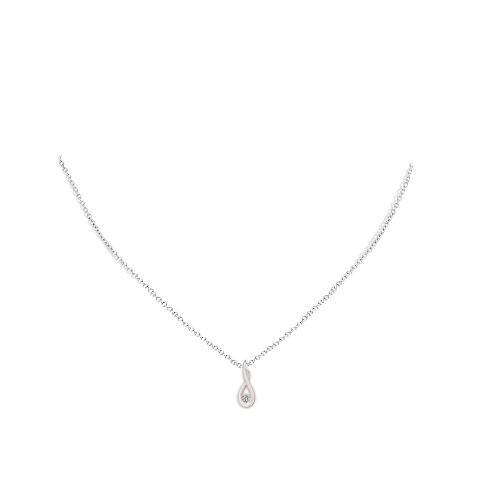 2.5mm KI3 Infinity Twist Diamond Solitaire Pendant in White Gold pen