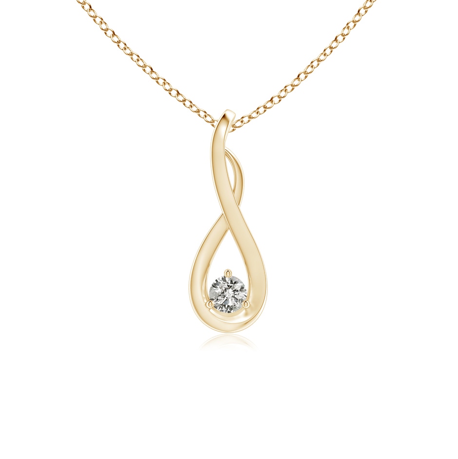 2.5mm KI3 Infinity Twist Diamond Solitaire Pendant in Yellow Gold 