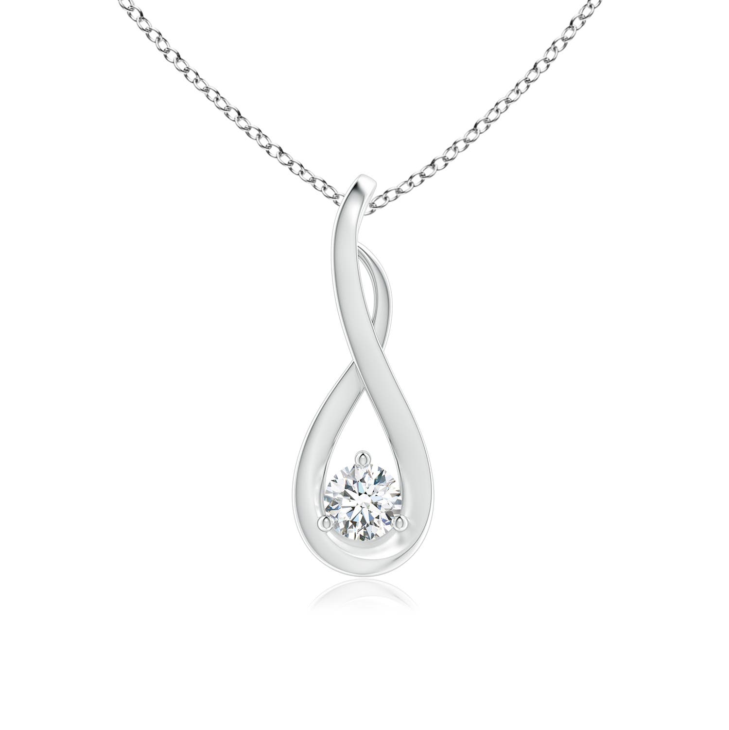 3.2mm GVS2 Infinity Twist Diamond Solitaire Pendant in White Gold
