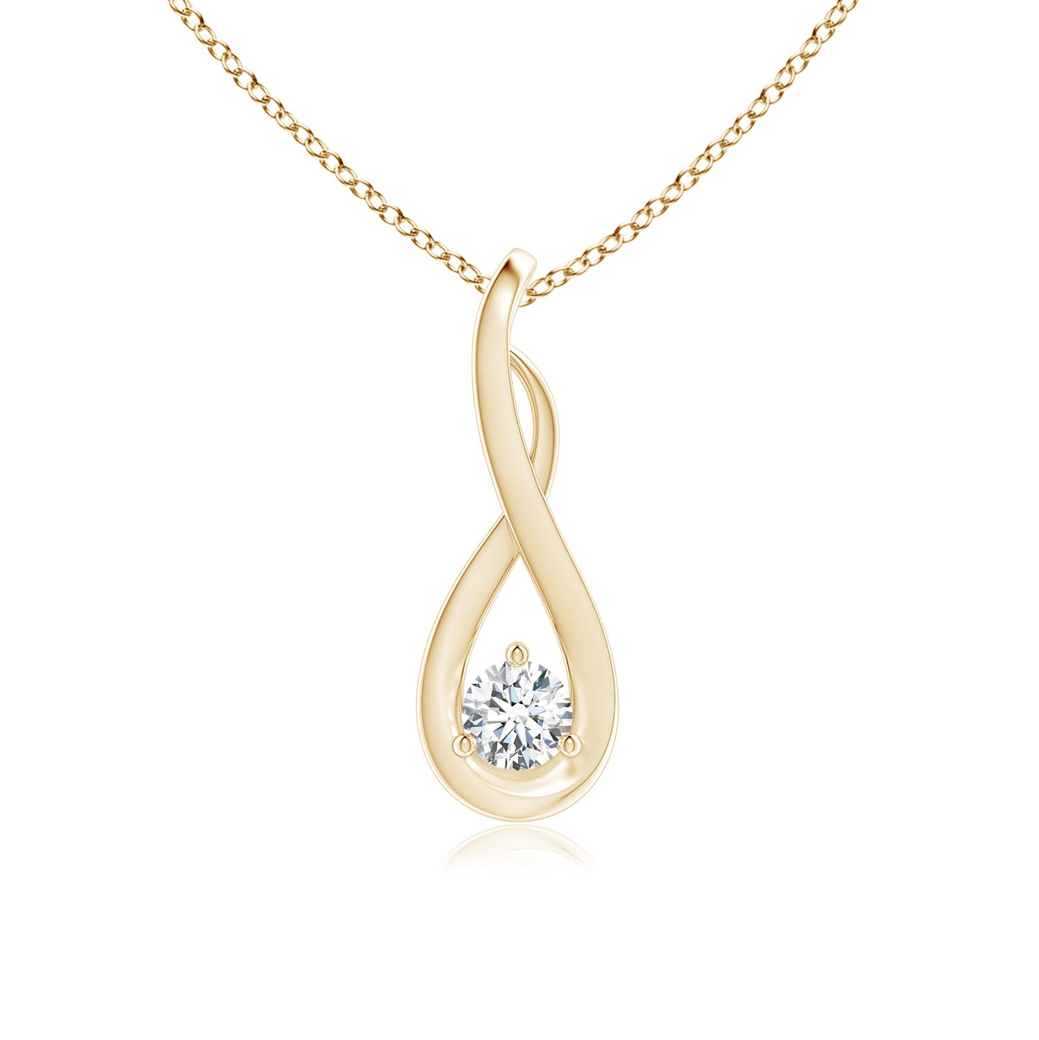 3.2mm GVS2 Infinity Twist Diamond Solitaire Pendant in Yellow Gold