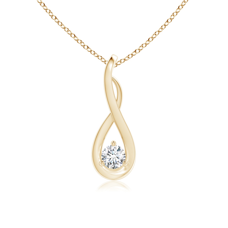 3.2mm GVS2 Infinity Twist Diamond Solitaire Pendant in Yellow Gold 