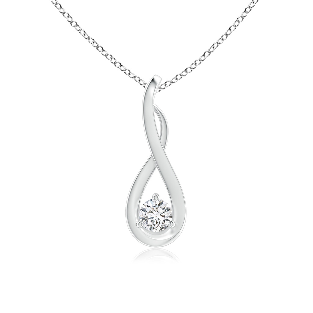 3.2mm HSI2 Infinity Twist Diamond Solitaire Pendant in White Gold 