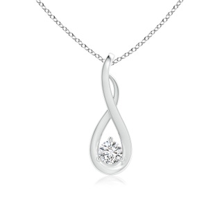 3.2mm HSI2 Infinity Twist Diamond Solitaire Pendant in White Gold