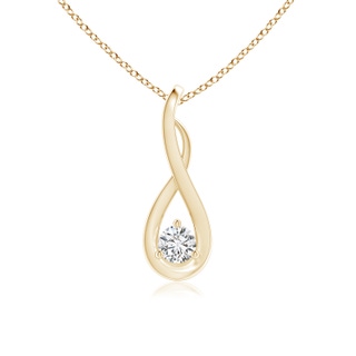 3.2mm HSI2 Infinity Twist Diamond Solitaire Pendant in Yellow Gold