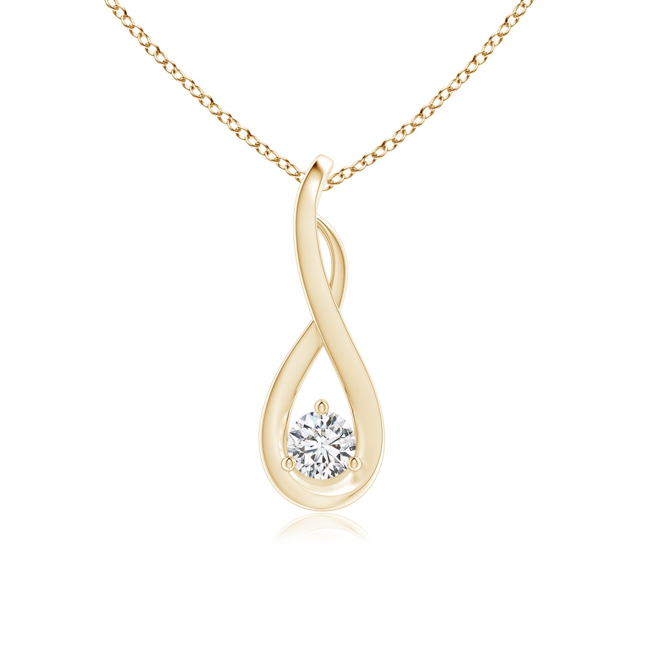3.2mm HSI2 Infinity Twist Diamond Solitaire Pendant in Yellow Gold 