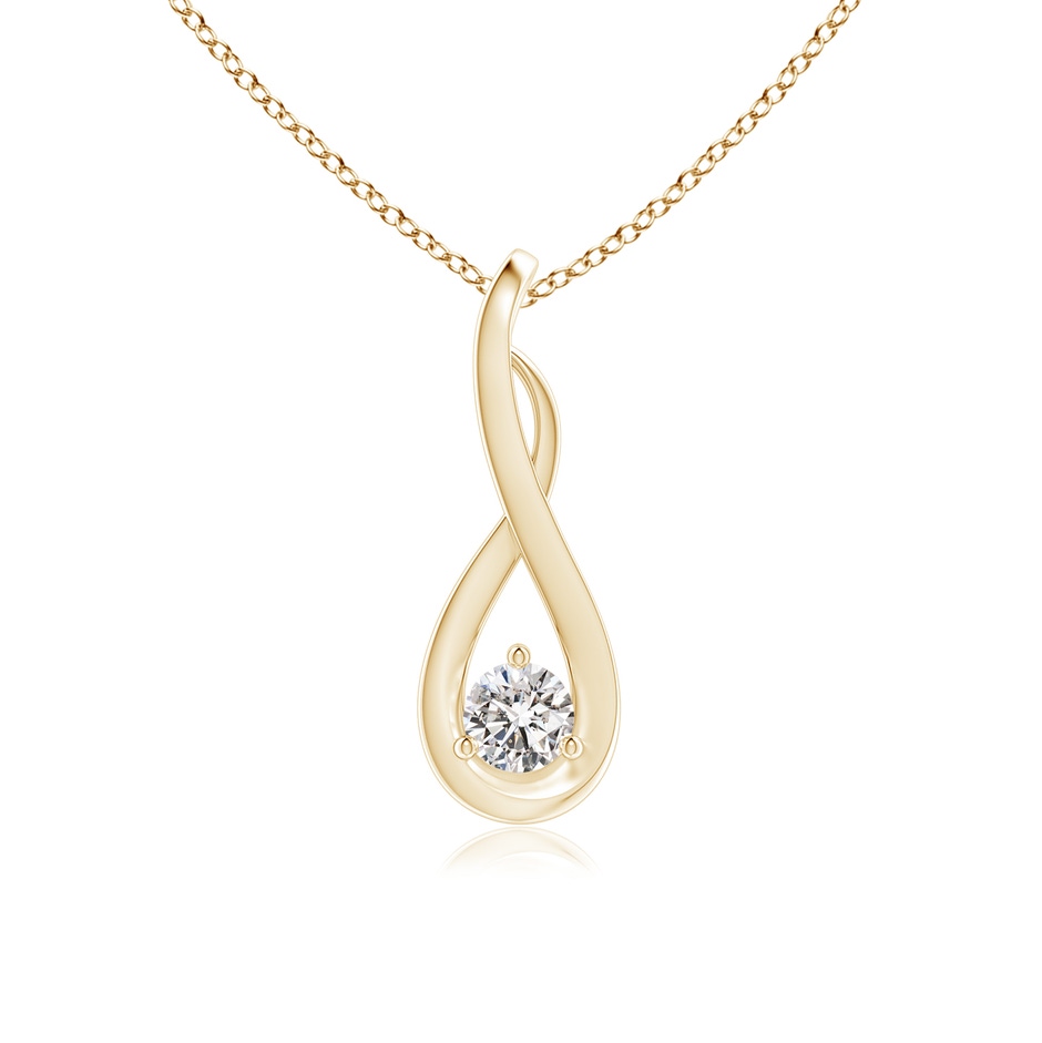 3.2mm IJI1I2 Infinity Twist Diamond Solitaire Pendant in Yellow Gold 