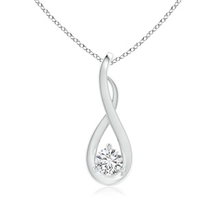 3.8mm HSI2 Infinity Twist Diamond Solitaire Pendant in White Gold