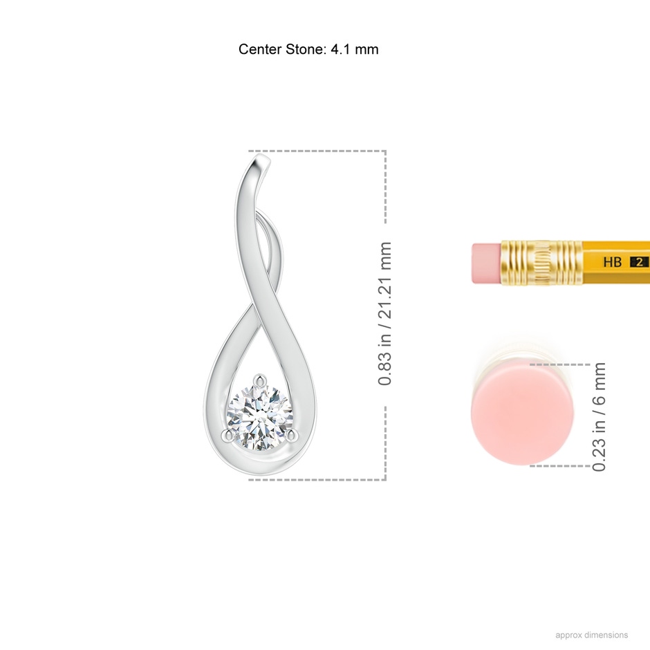 4.1mm GVS2 Infinity Twist Diamond Solitaire Pendant in P950 Platinum ruler
