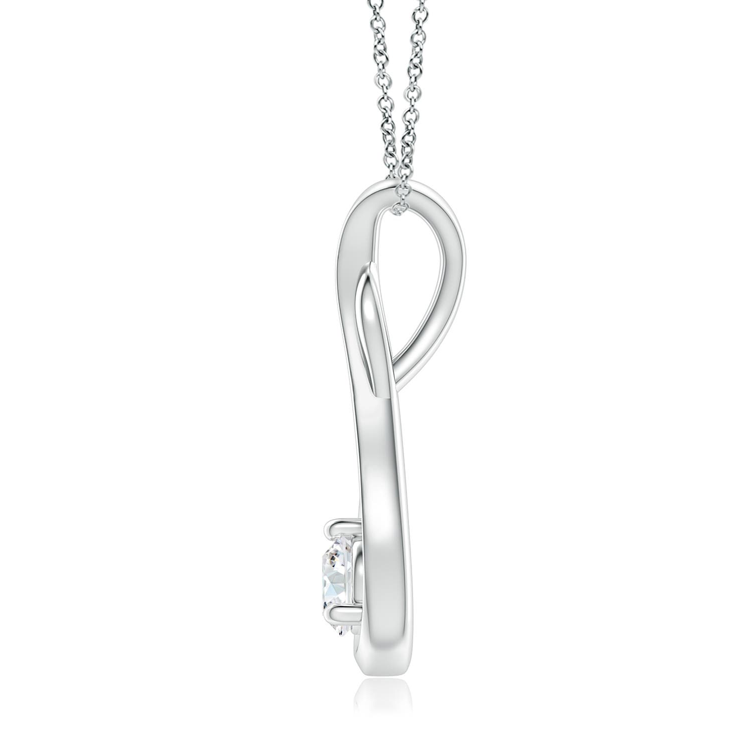 4.1mm GVS2 Infinity Twist Diamond Solitaire Pendant in White Gold - side 3