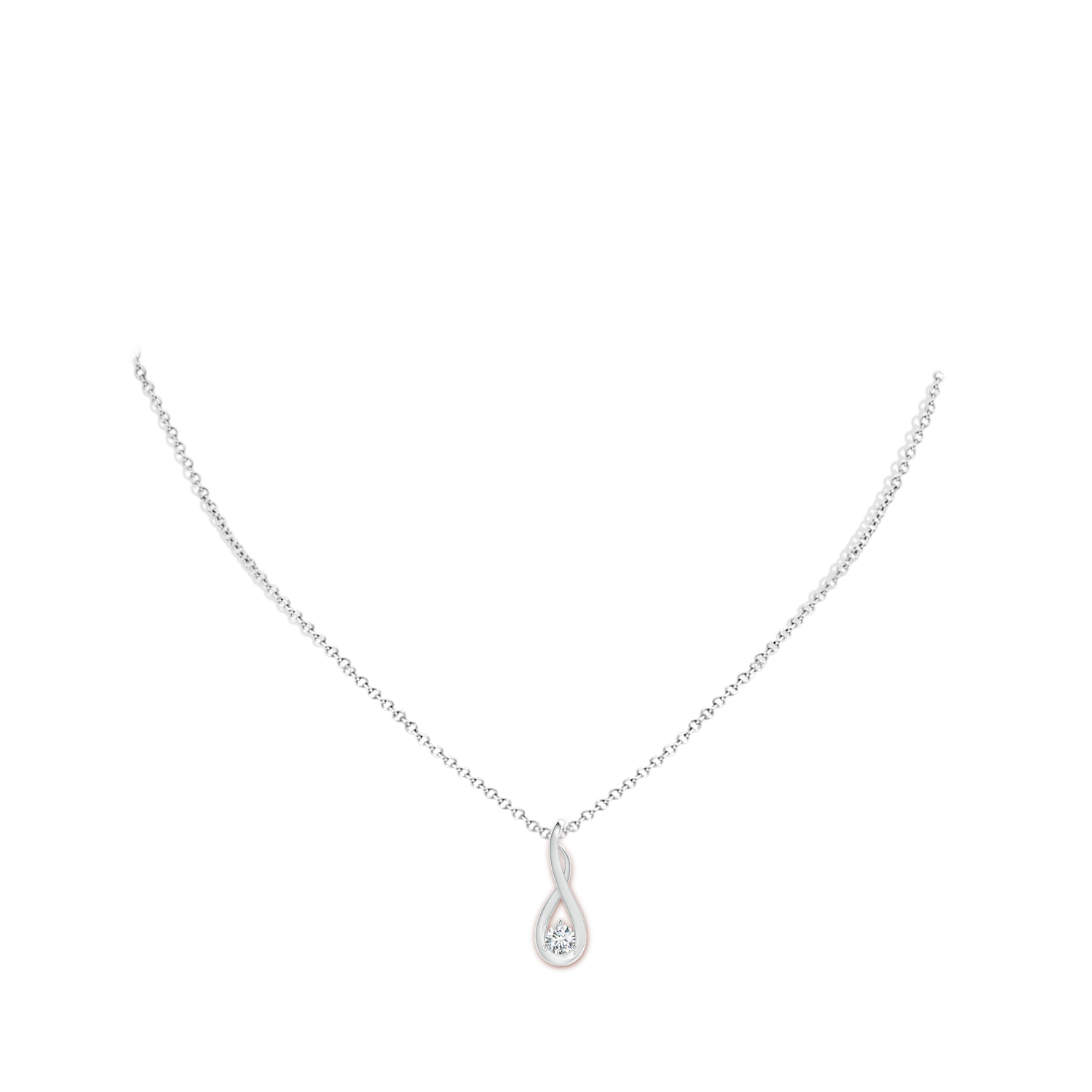4.1mm GVS2 Infinity Twist Diamond Solitaire Pendant in White Gold - body_neck