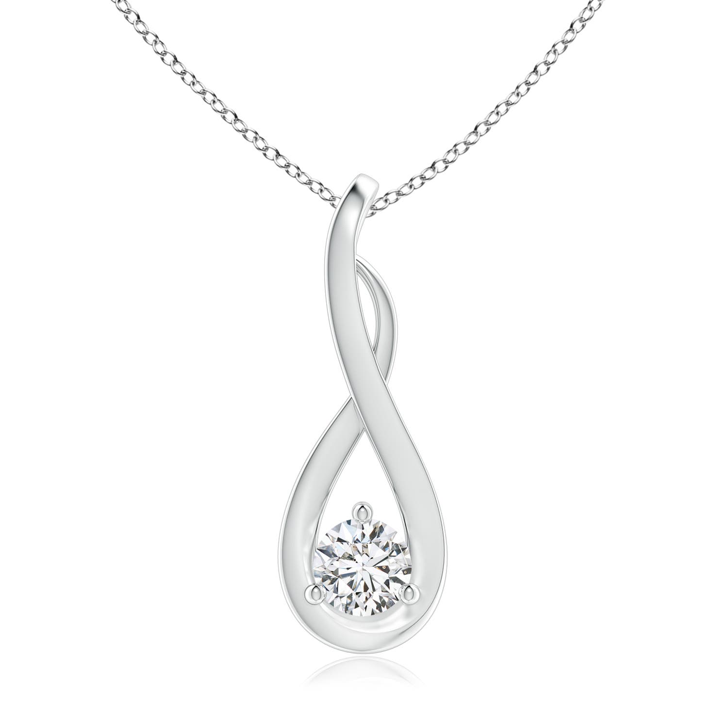4.1mm HSI2 Infinity Twist Diamond Solitaire Pendant in 18K White Gold