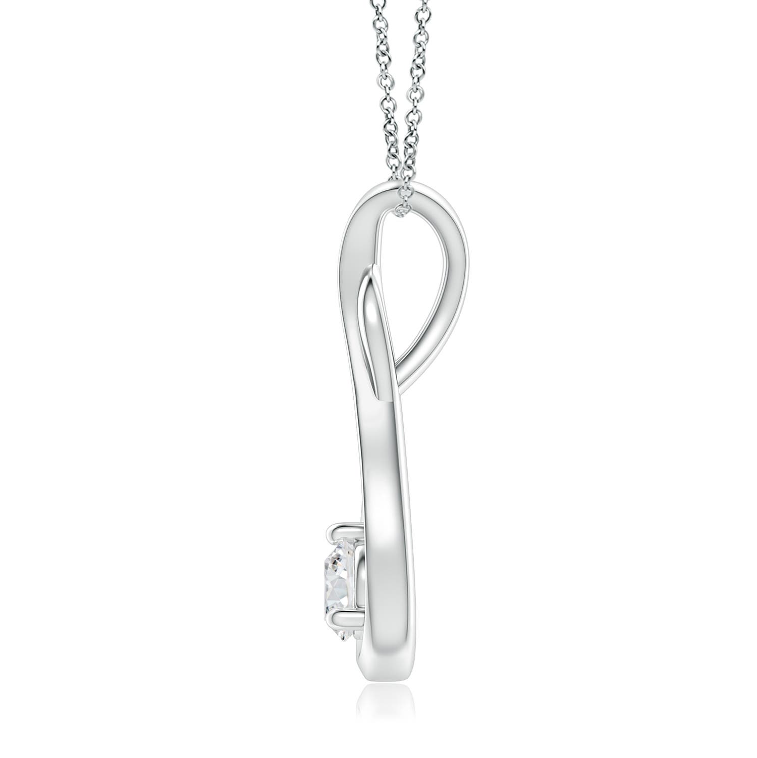 4.1mm HSI2 Infinity Twist Diamond Solitaire Pendant in 18K White Gold