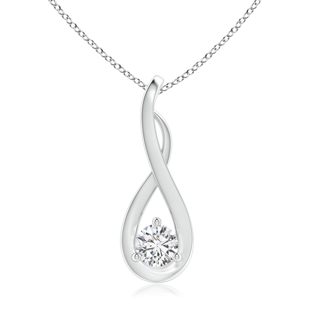 4.1mm HSI2 Infinity Twist Diamond Solitaire Pendant in White Gold