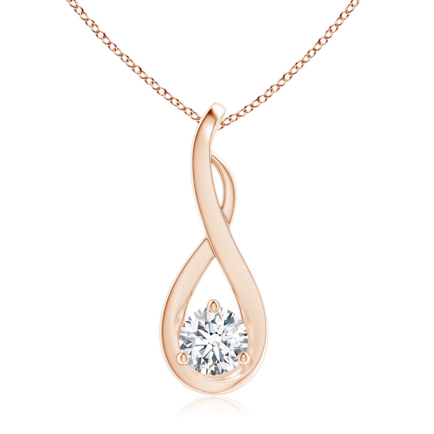 5.1mm GVS2 Infinity Twist Diamond Solitaire Pendant in Rose Gold
