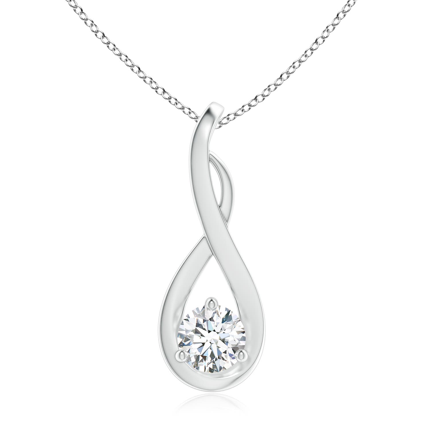 5.1mm GVS2 Infinity Twist Diamond Solitaire Pendant in White Gold