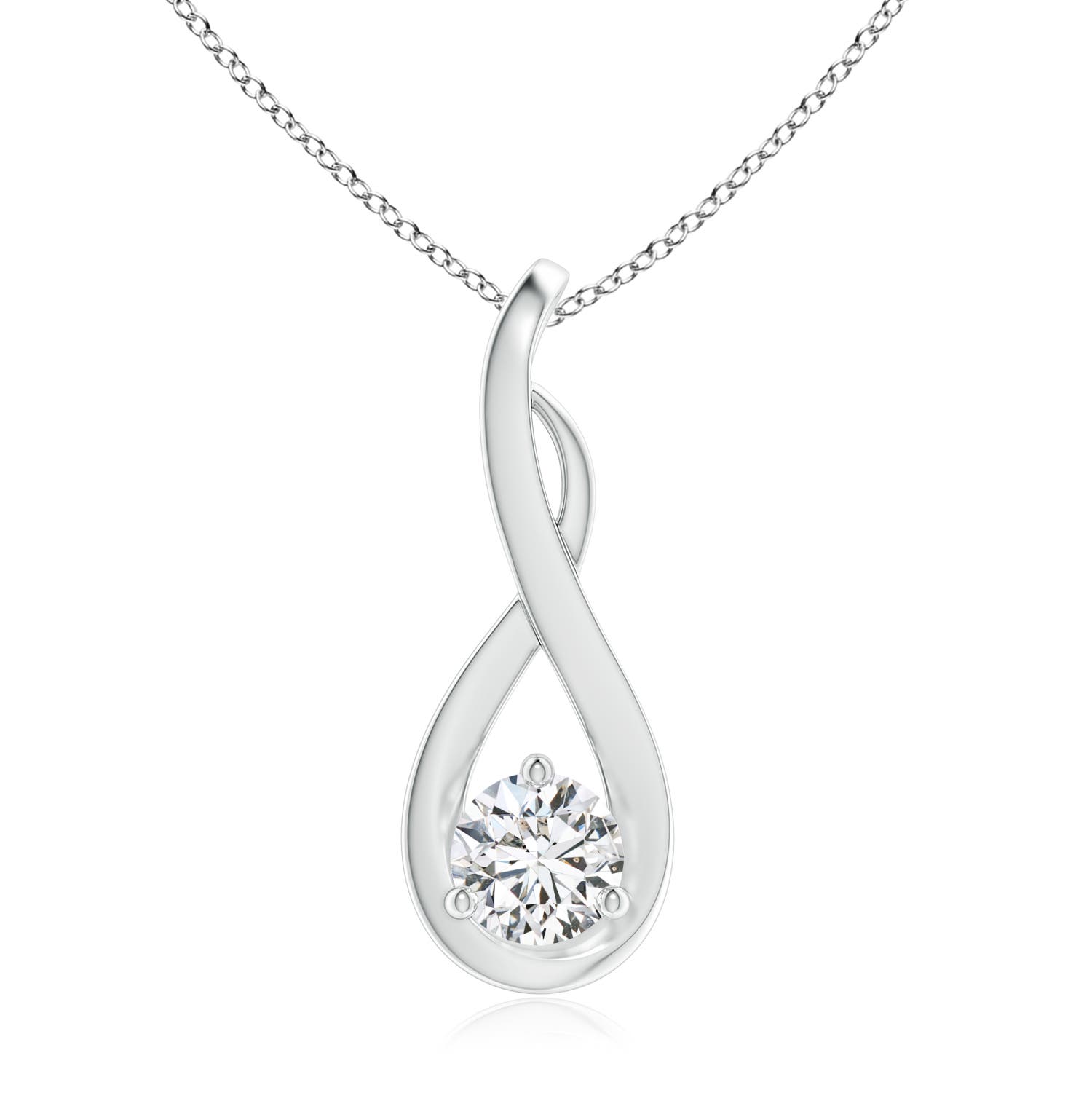 5.1mm HSI2 Infinity Twist Diamond Solitaire Pendant in 18CT White Gold