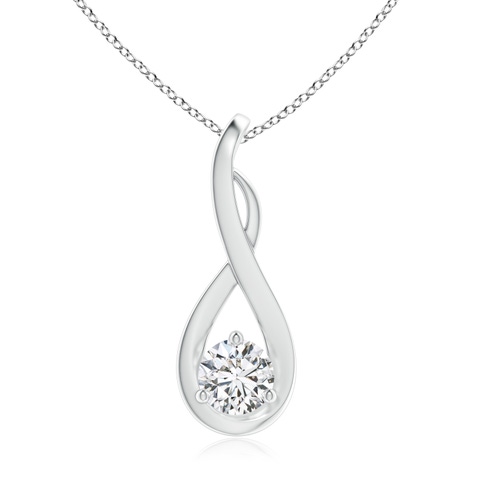 5.1mm HSI2 Infinity Twist Diamond Solitaire Pendant in 18K White Gold