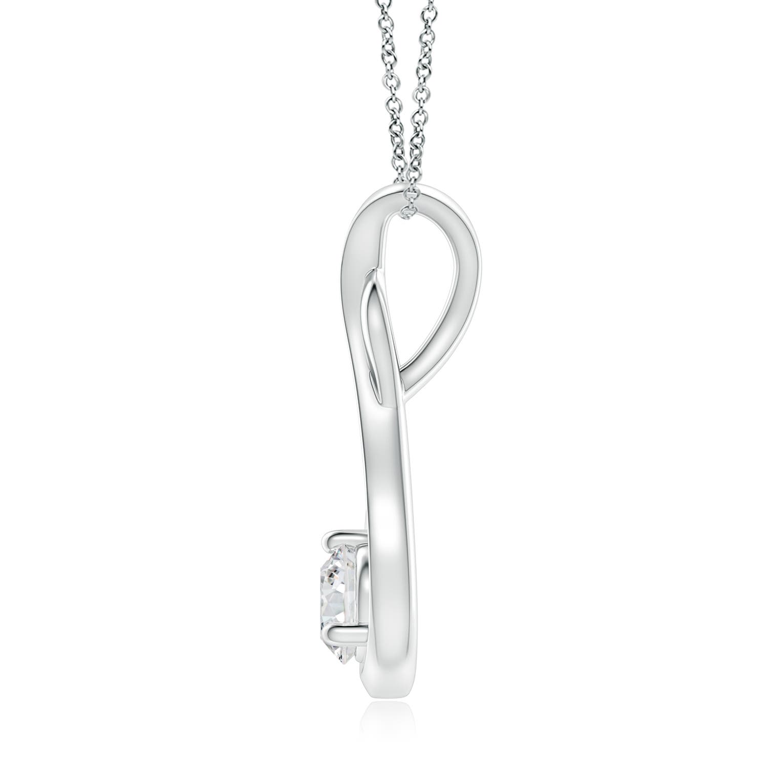 5.1mm HSI2 Infinity Twist Diamond Solitaire Pendant in 18K White Gold