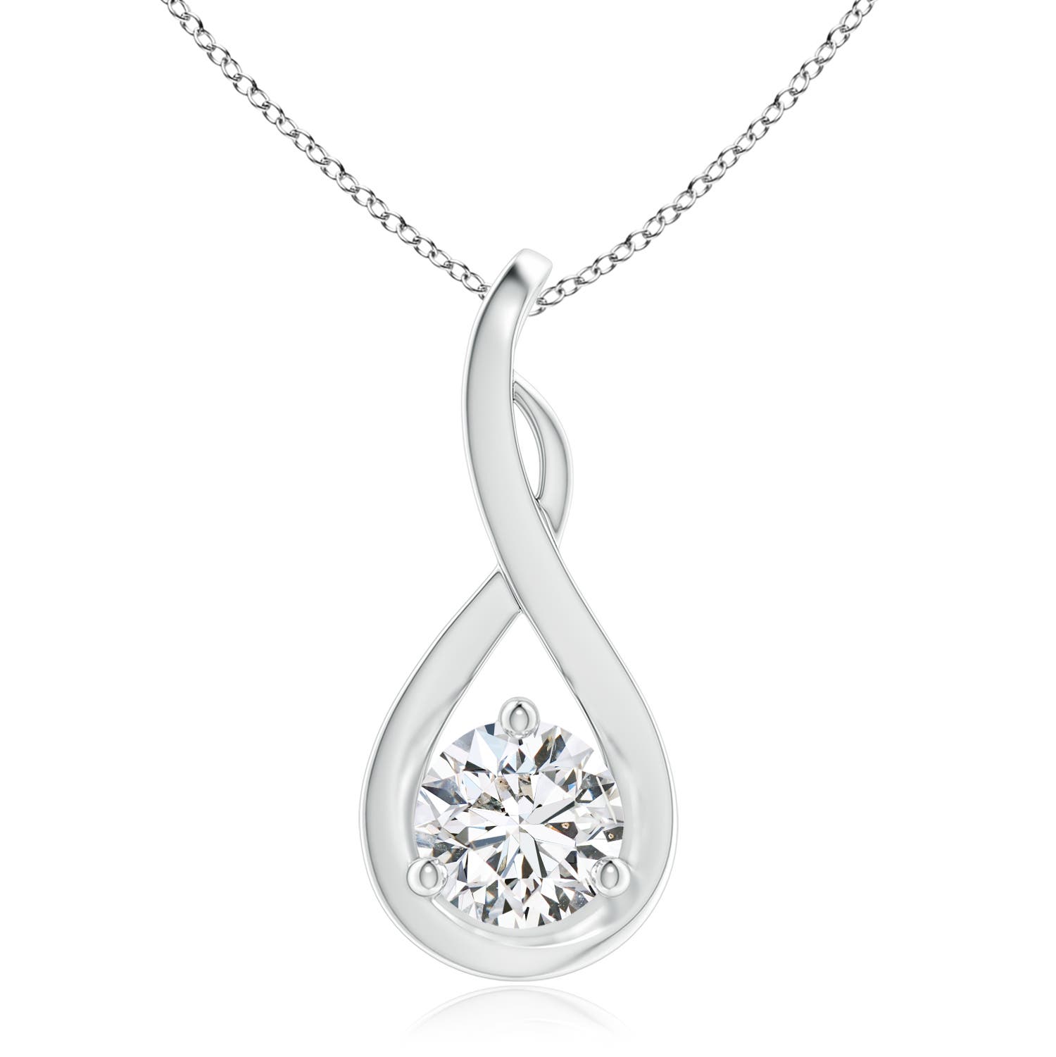 6.4mm HSI2 Infinity Twist Diamond Solitaire Pendant in 18CT White Gold