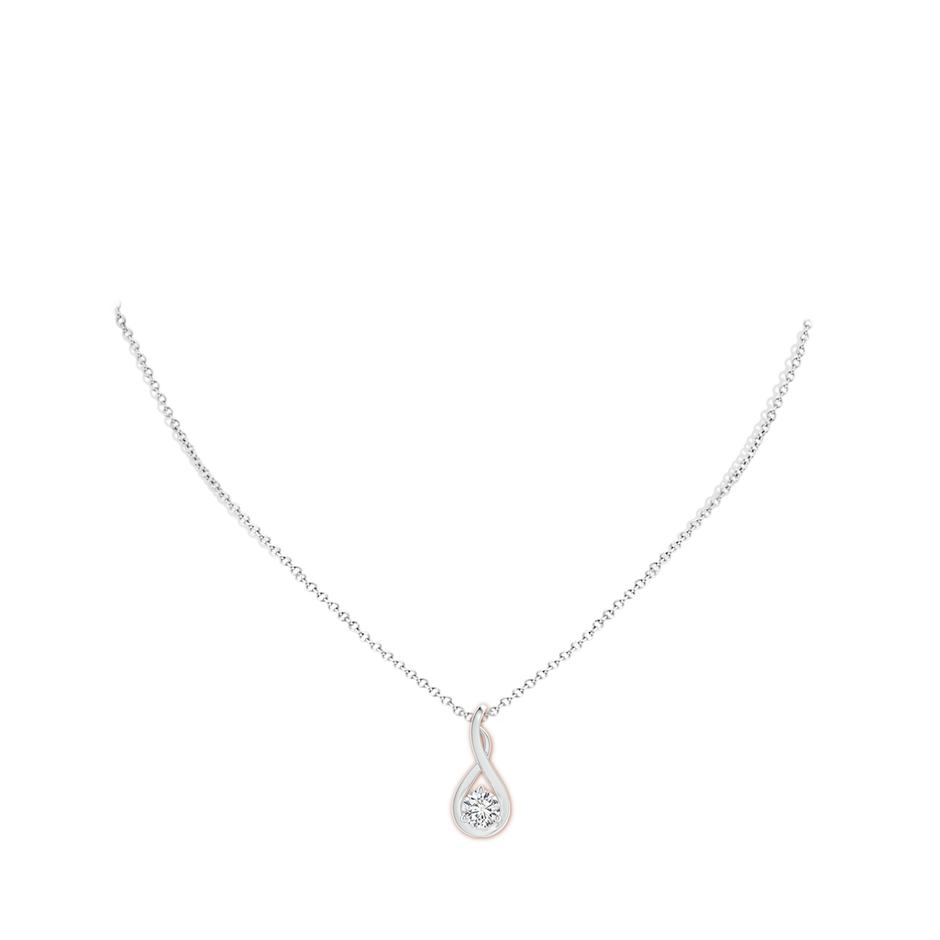 6.4mm HSI2 Infinity Twist Diamond Solitaire Pendant in White Gold pen