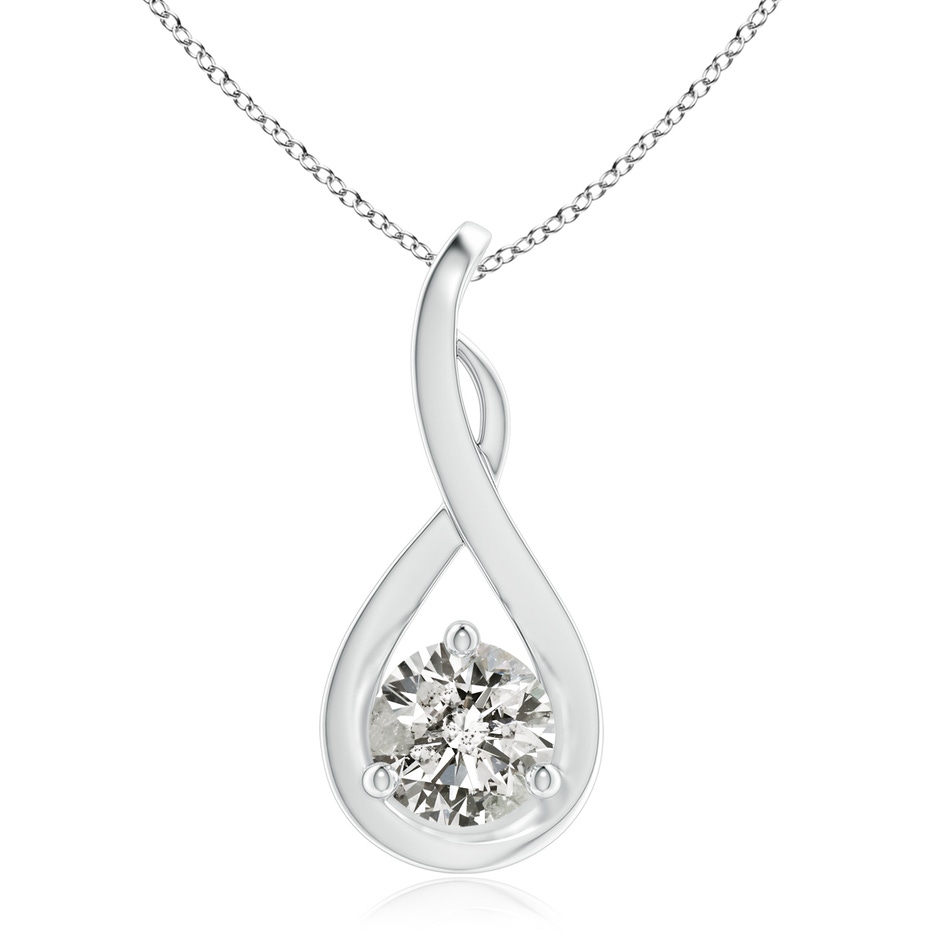 6.4mm KI3 Infinity Twist Diamond Solitaire Pendant in White Gold 