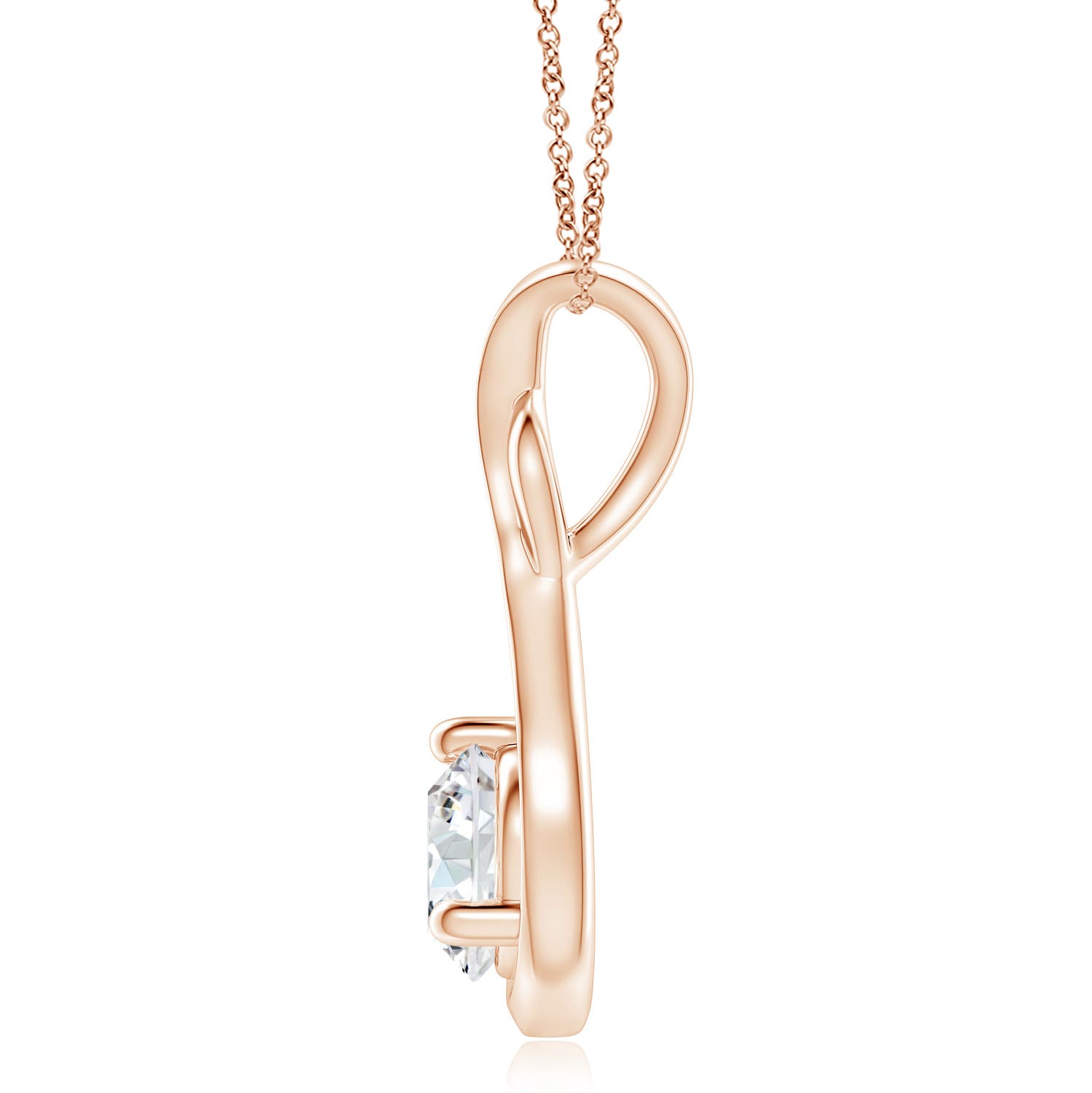 7.4mm GVS2 Infinity Twist Diamond Solitaire Pendant in 18K Rose Gold