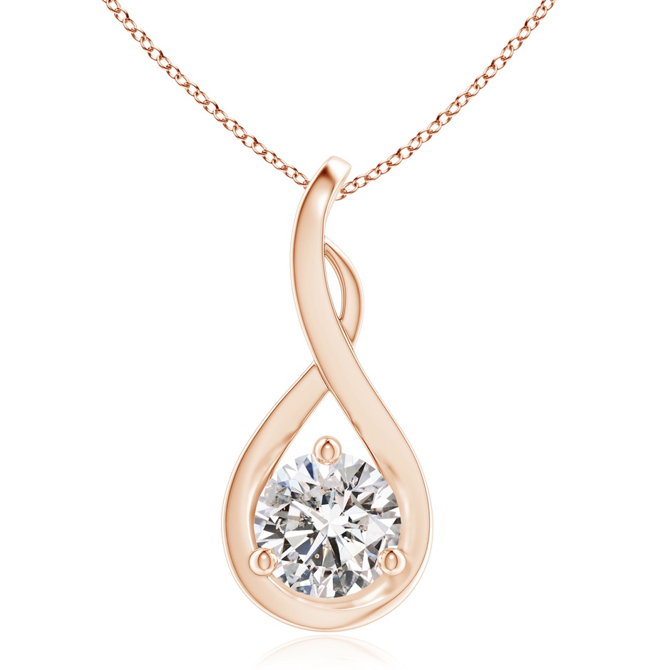 7.4mm IJI1I2 Infinity Twist Diamond Solitaire Pendant in Rose Gold 