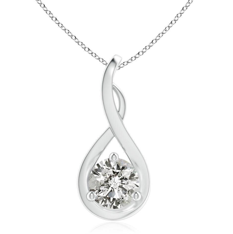 7.4mm KI3 Infinity Twist Diamond Solitaire Pendant in White Gold 