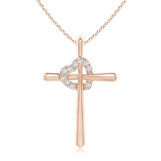 1.5mm GVS2 Cross Pendant with Diamond Heart in Rose Gold