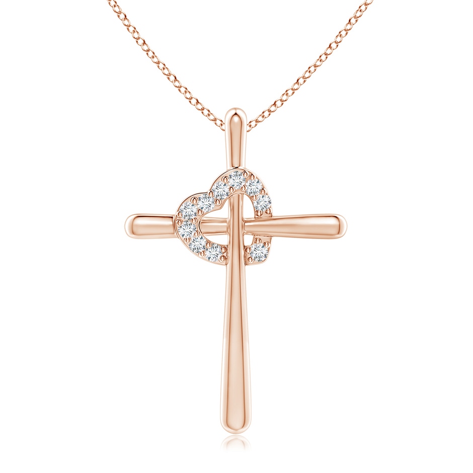 1.5mm GVS2 Cross Pendant with Diamond Heart in Rose Gold 