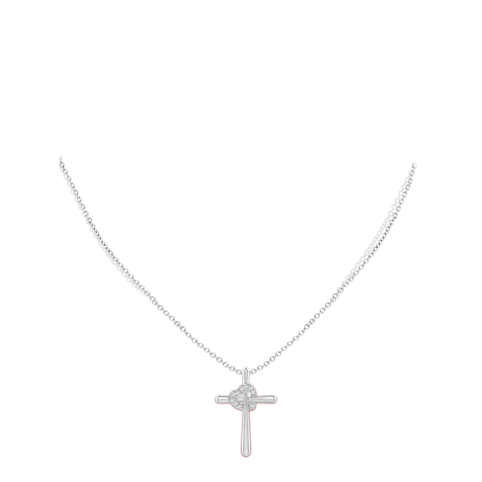 1.5mm GVS2 Cross Pendant with Diamond Heart in White Gold body-neck