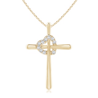 1.5mm GVS2 Cross Pendant with Diamond Heart in Yellow Gold