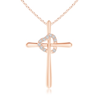 1.5mm HSI2 Cross Pendant with Diamond Heart in 9K Rose Gold