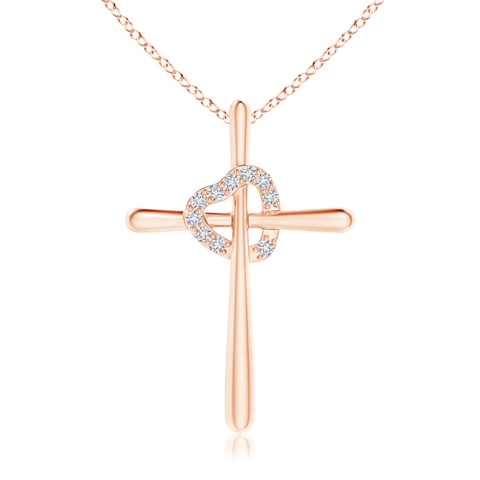 1.5mm HSI2 Cross Pendant with Diamond Heart in 9K Rose Gold 