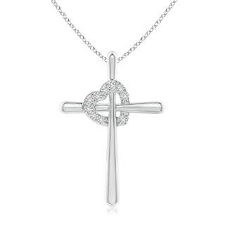1.5mm HSI2 Cross Pendant with Diamond Heart in White Gold